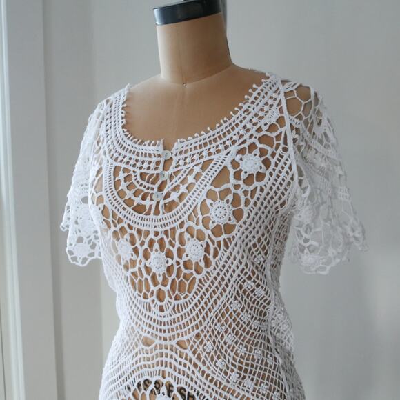 White crochet slip dress y2k vintage by Aldo Marino Positano Small dress - Picture 3 of 9